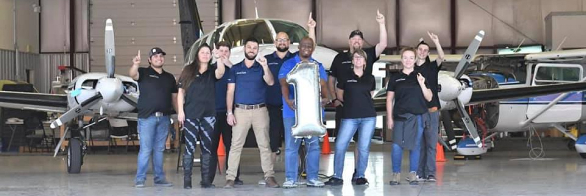 The Qmulus Aviation team in the hangar